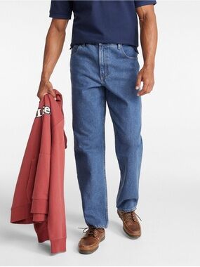 L.L. Bean Double L Jeans Natural Fit Hidden Comfort Waist Stonewashed Denim Blue